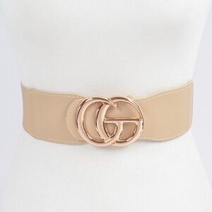 ShopEvelynne Tan Belt with Gold Accent